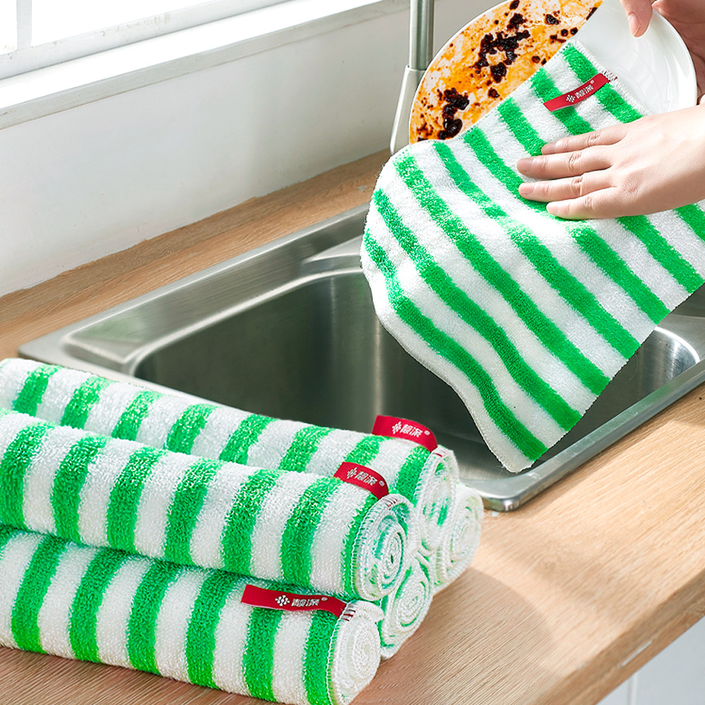 靓涤竹纤维洗碗布抹布不沾油吸水厨房清洁抹巾洗碗百洁布5片×1袋