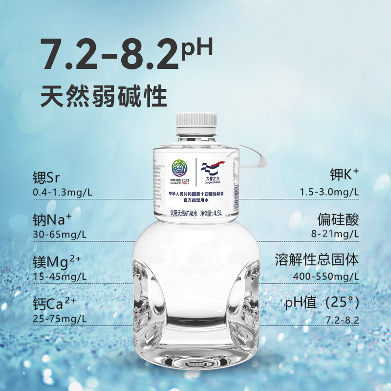 大秦之水天然弱碱性富锶真矿泉水4.5L*4会议办公 家庭用水