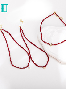 畹町红豆豆短链新年红项链高级感轻奢小众配毛衣送女友礼物