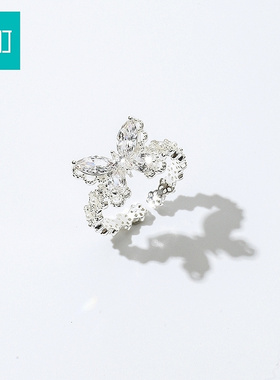 畹町甜美蕾丝蝴蝶戒指