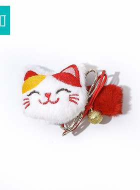畹町红运闪闪铃铛猫咪压夹新年招财猫发夹可爱侧边刘海夹过年发卡