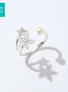 畹町精致花朵开口可调节戒指女小众设计感食指指环轻奢高级感饰品