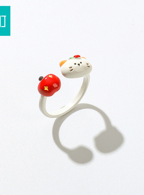 畹町萌宠可爱猫咪戒指开口可调节指环