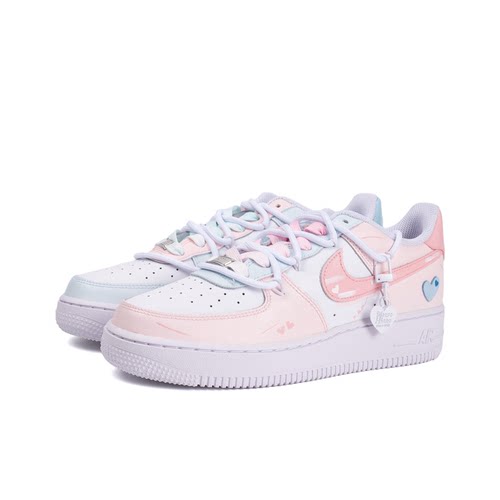 球鞋定制Nike耐克空军一号Air Force 1反转鸳鸯甜心女运动鞋板鞋 - 图0