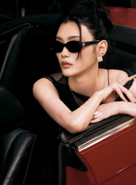 港风复古黑色小框猫眼度假偏光墨镜女款潮y2k辣妹太阳眼镜春夏男