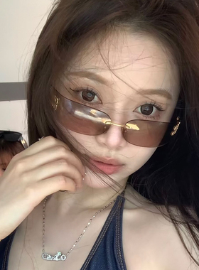 酉事无框茶色墨镜女潮网红款简约高级感防晒遮阳防紫外线太阳镜