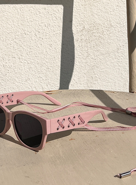 2024款粉色绑带墨镜女潮圆脸显瘦