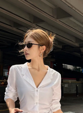 金属猫眼港风复古墨镜女2025新款太阳镜高级感椭圆太阳眼镜显脸小