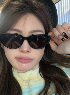 黑框猫眼墨镜女款防紫外线显脸小