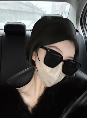 高级感女款黑色大框防晒墨镜方形