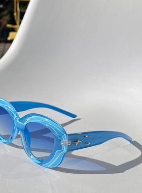 Y2K椭圆太阳眼镜防晒欧美复古