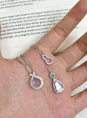 DEER 蝴蝶结纯银项链女新中式天然玉髓锁骨链送女友妈妈生日礼物