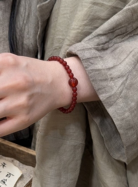 天然红玛瑙手串女款单圈本命年转运珠手链送女友闺蜜礼物新年礼物