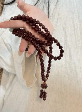 天然菩提子108颗搭配莲花手串女款本命年转运珠文玩念珠佛珠手链