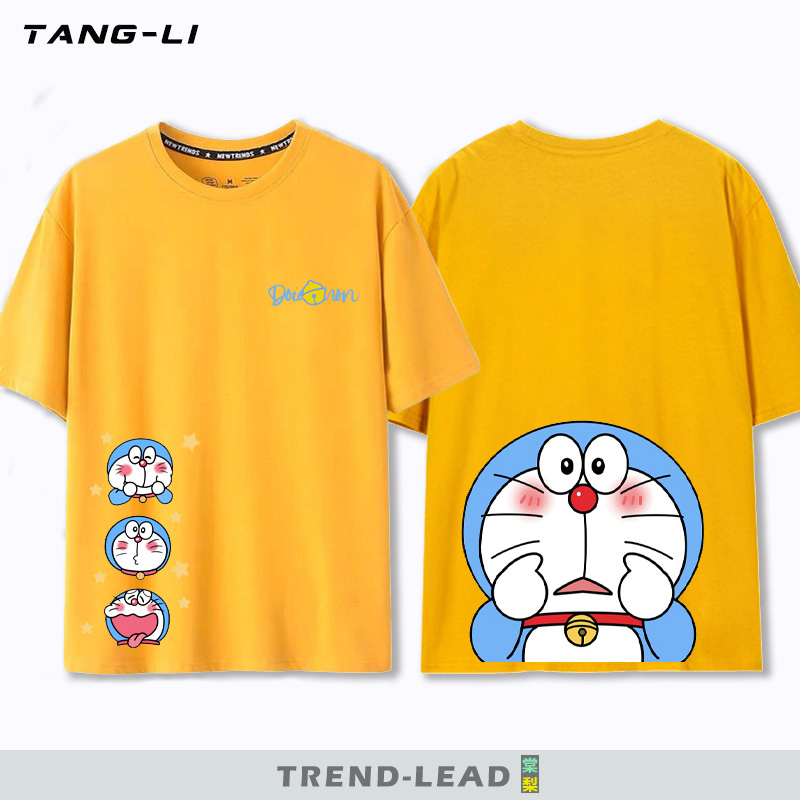 卡通哆啦机器A梦猫小叮当闺蜜情侣装男女短袖t恤纯棉半袖衣服夏款 - 图2
