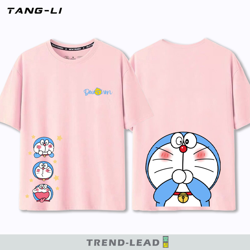 卡通哆啦机器A梦猫小叮当闺蜜情侣装男女短袖t恤纯棉半袖衣服夏款 - 图3