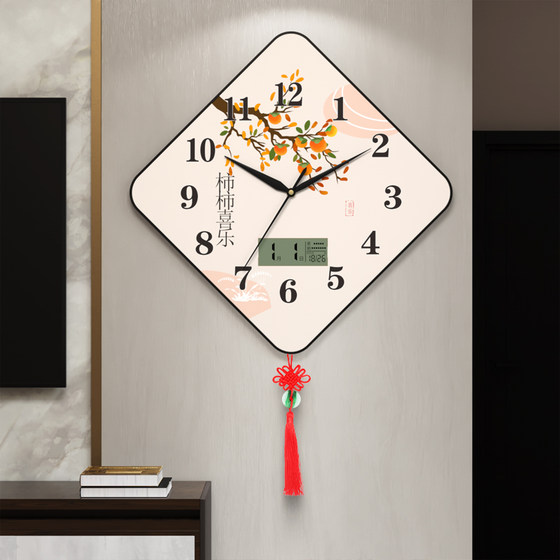 New Chinese style punch-free decorative wall clock with Chinese knot