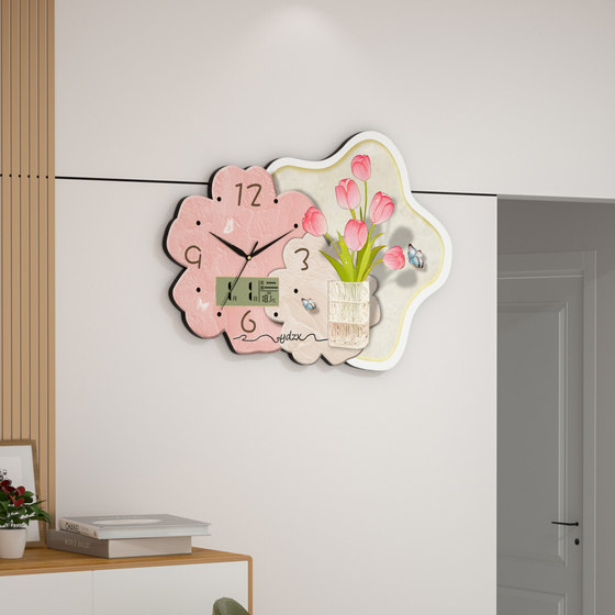 Punch-free perpetual calendar decorative silent clock for home use