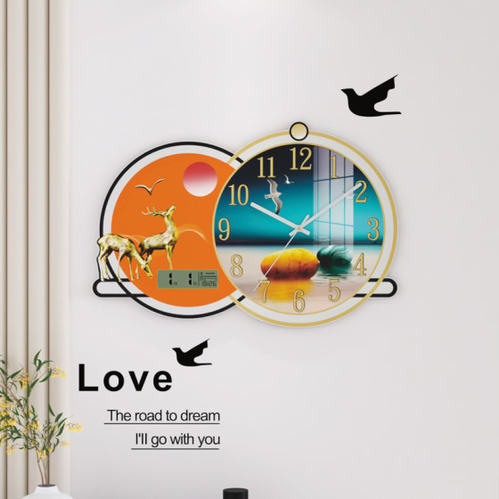 Dilan Wooden Clock Decorative Painting Silent Wall Watch with Wall Sticker