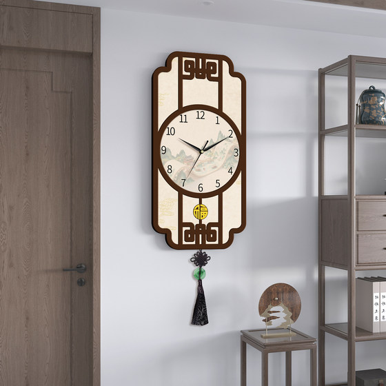 New Chinese style wall clock living room home clock without punching