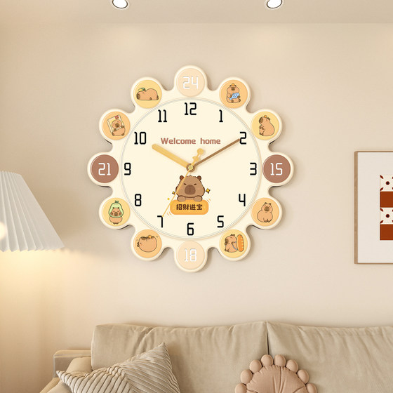 Cream style clock wall clock for living room and home without punching