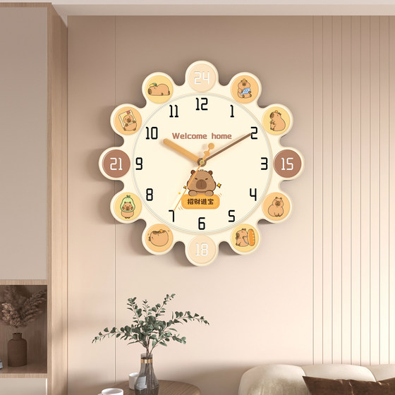 Cream style clock wall clock for living room and home without punching