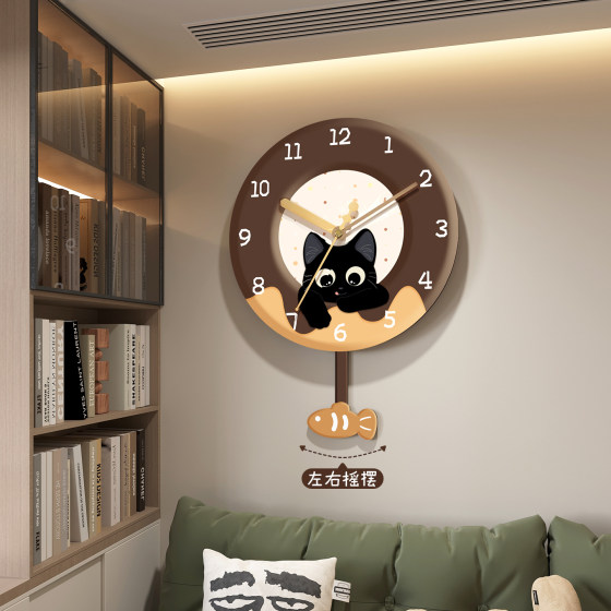 Cute Swinging Clock Wall Clock No Punch Perpetual Calendar