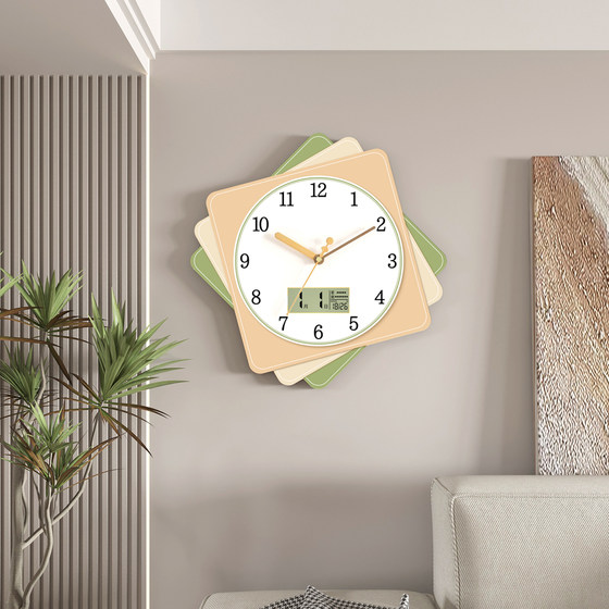 Cream style clock wall clock home perpetual calendar quartz clock