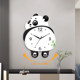 熊猫钟表客厅墙上挂钟家用静音石英钟新款时钟日历创意挂表免打孔