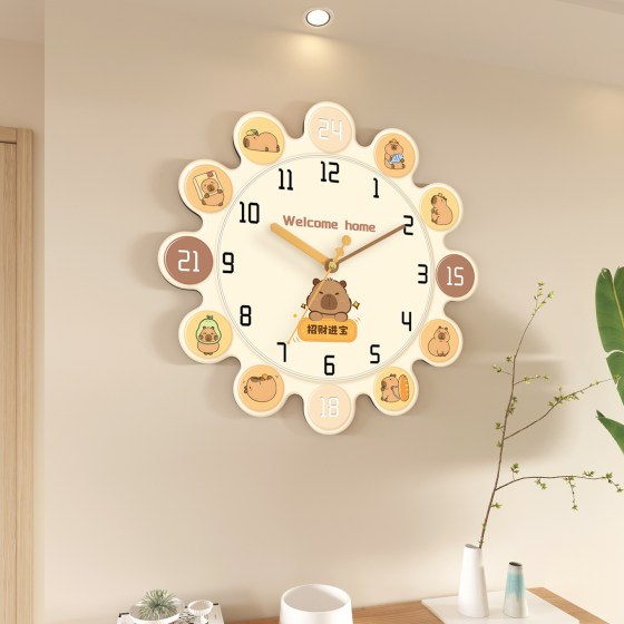 Cream style clock wall clock for living room and home without punching