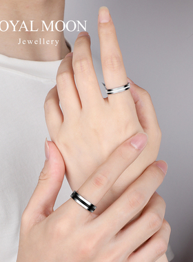 素圈情侣戒指欧美钨金黑尾戒食指