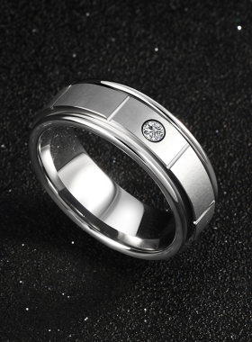 赤月银色戒指潮男个性简约时尚钨金高级感指环可刻字食指百搭戒子