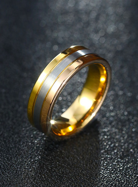 戒指男钨金高级感单身女食指18K