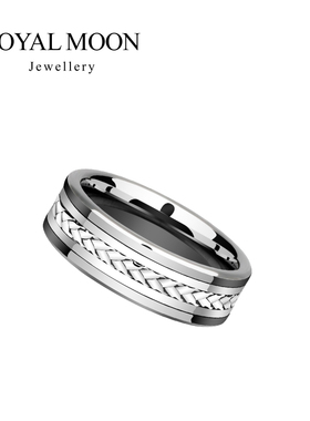 银赤月男钨金欧美戒指食指女素圈