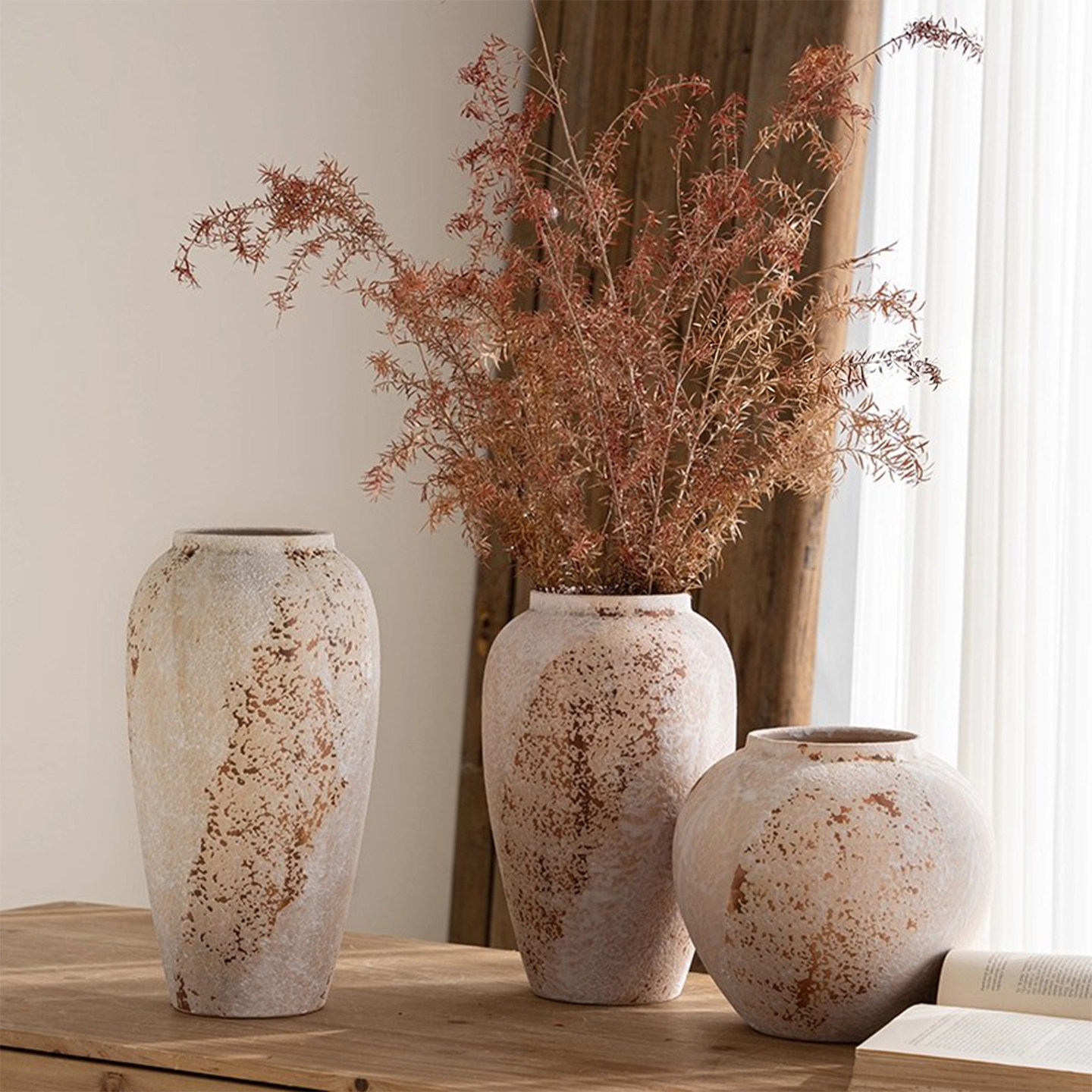 陶瓷花瓶侘寂风法式复古高级感餐桌装饰摆件陶瓷插花花瓶饰品摆件,淘宝优惠券,粉丝福利购,淘宝优惠卷