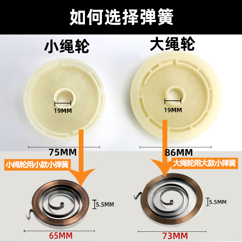 52/58油锯拉盘弹簧汽油伐木锯易起启动器大小弹簧CPAI园林配件 - 图0