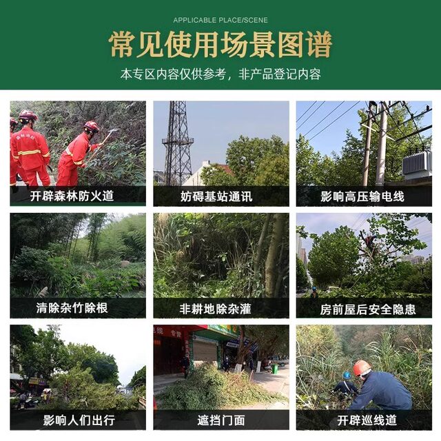Cyclazine is specially used to remove weeds and rotten roots of large bamboo trees to clear up wasteland.