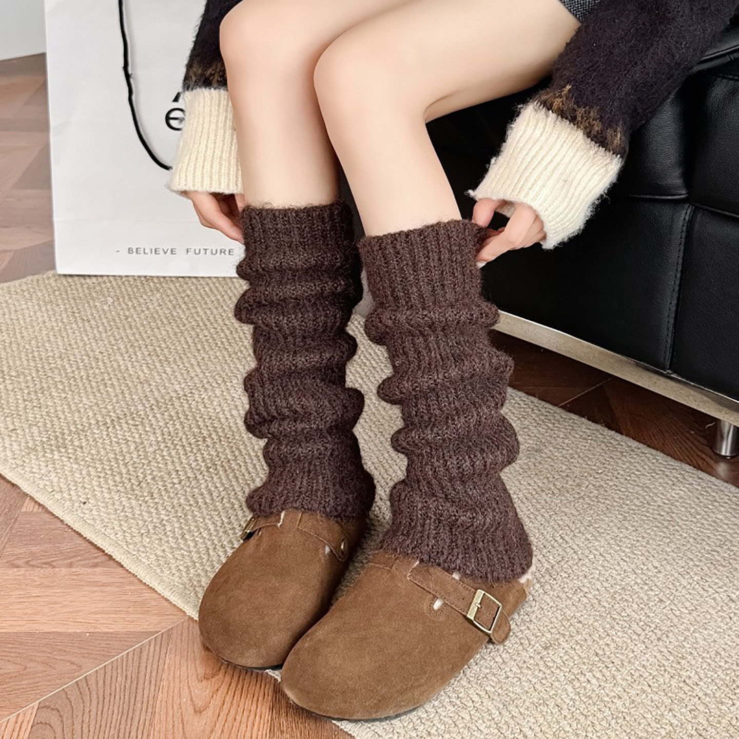 2026秋冬新款羊毛针织袜套女加厚保暖毛茸感堆堆袜套防寒小腿袜子,淘宝优惠券,粉丝福利购,淘宝优惠卷