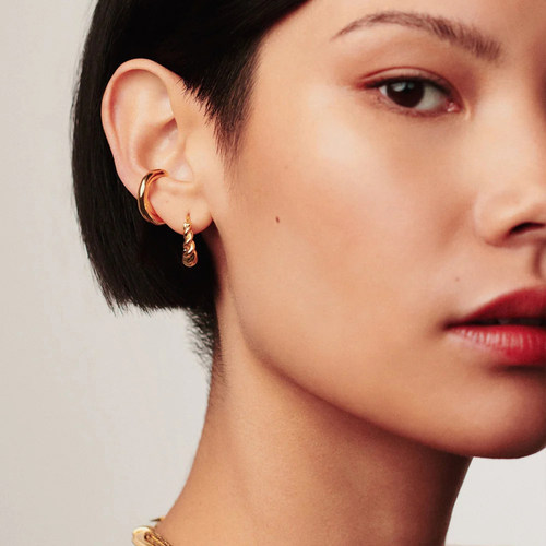 【金靖同款】Missoma金色迷你拧绳耳环精致小巧素圈耳饰轻奢礼物 - 图2