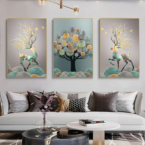 Гостиная 5D Diamond Painting Elk Тройная живопись на северных растениях полна бриллиантового кросс -стежка Light Luxury 2024 New Masonry Show