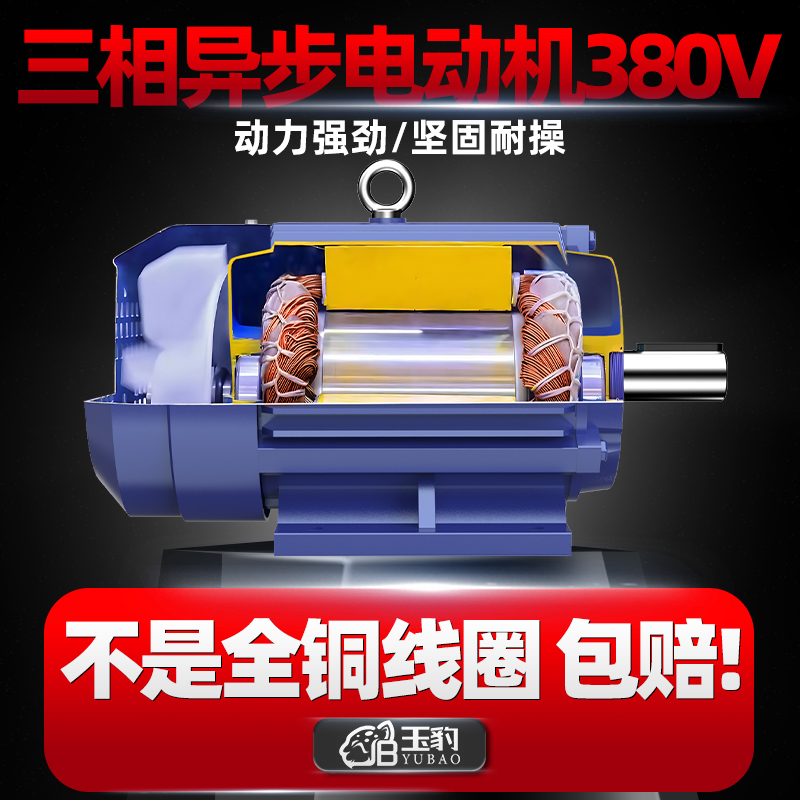 全铜三相异步电动机0.75/1.1/1.5/2.2/3/4/5.5/7.5KW电机380V三相 - 图1