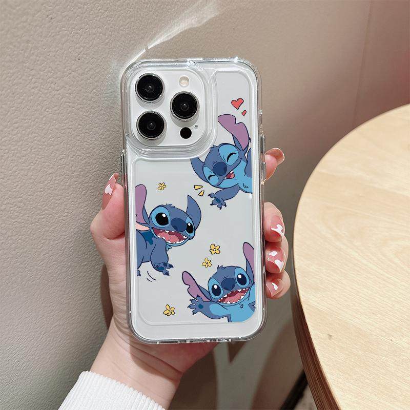 Happy史迪仔适用苹果16promax手机壳iPhone15透明14plus硬壳13保护套12mini创意11Pro卡通Xs软边防摔XR可爱