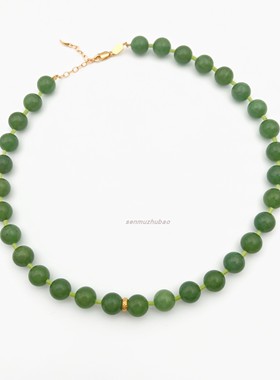 法式优雅复古碧玉色小众设计高级感时尚魅力多巴胺纯银镀金锁骨链