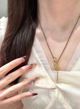 新中式高级感气质复古轻奢S925纯银转运黑绳葫芦万能项链直播货源