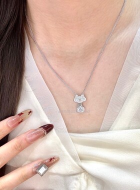 S925纯银新中式复古高级感轻奢拉丝玉如意抽拉项链国风复古气质女