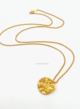 圆牌吊坠毛衣链不规则手工简约