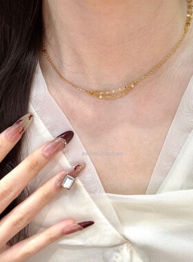 S925银超闪璀璨瀑布项链复古高级感多层嘴唇流苏链女轻奢时尚简约