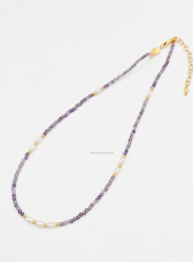 925纯银韩版轻奢高级感紫水晶天然珍珠项链小众气质锁骨链高级感