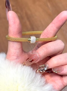 925银设计感高级感时尚新款意大利伸缩网链带钻磁吸手链直播批发