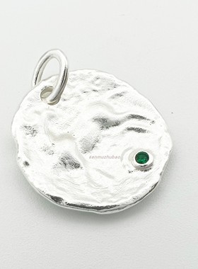 欧美金币麋鹿宝石纯银吊坠